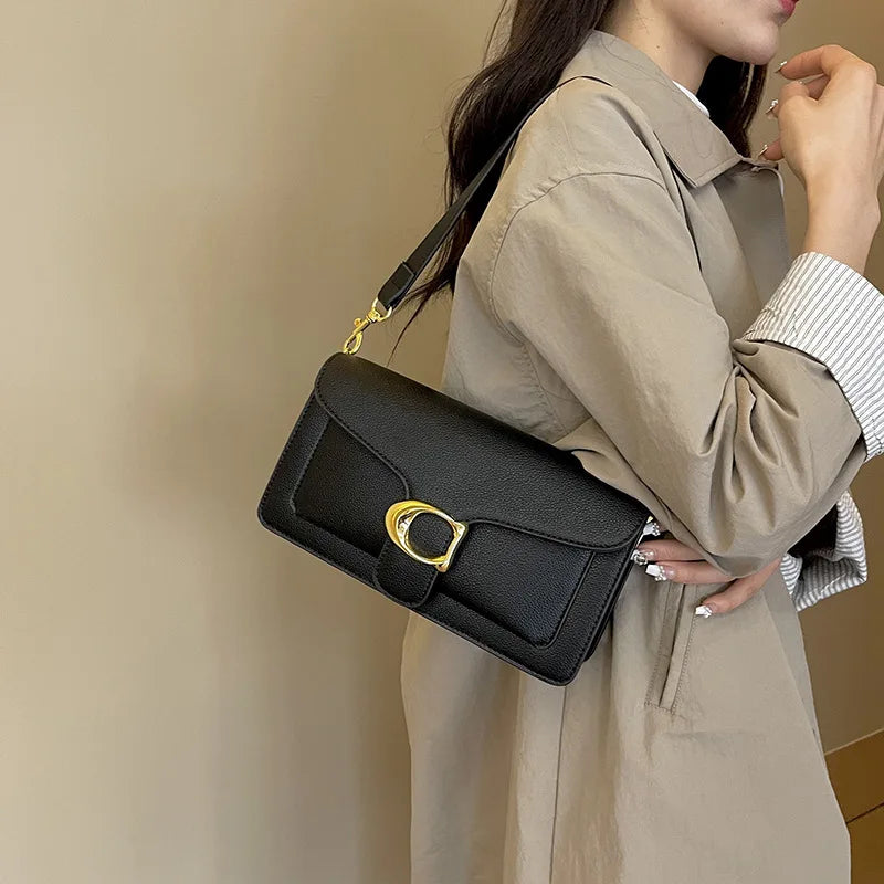 Caviar PU Women's Bag Underarm Shoulder Bag with Two Shoulder Straps Slung Across The Small Square Bag 2026 Explosion Bag Bags