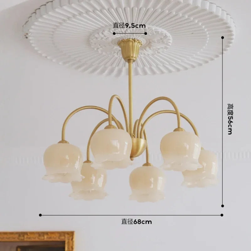 Vintage Flower chandeliers Cream Living Room Pendant Light Antique Homeowner Bedroom Lighting American Light Luxury Light lustre