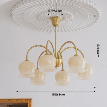 Vintage Flower chandeliers Cream Living Room Pendant Light Antique Homeowner Bedroom Lighting American Light Luxury Light lustre
