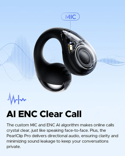 SoundPEATS PearlClip Pro Bluetooth 5.4 Opean-Ear Earbuds Wireless Earphones Multipoint Connection Clip on Headphones with Mic