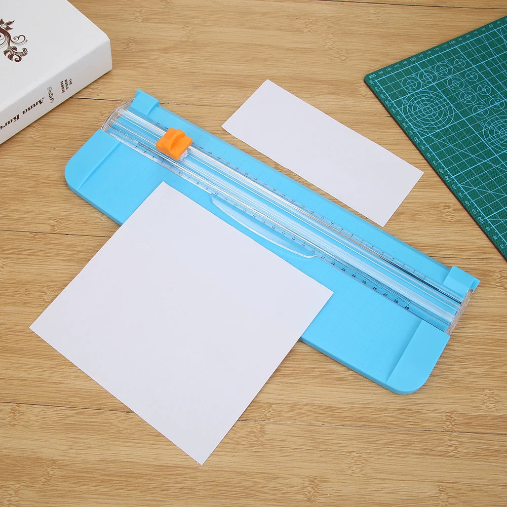Paper Blade Cutter Spare Knife Portable Paper Slicer Metal Blade Sliding with Automatic Security Safeguard for A4 Paper Cutting