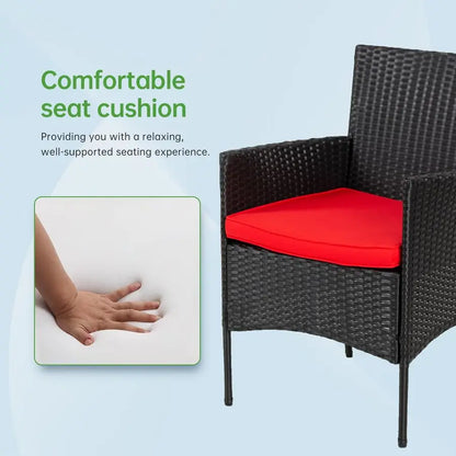 Outdoor Furniture Set 4Pc Modular Patio Furniture Set Water Resistant Conversation Set with 3 Rattan Chairs 1 Tempered Glass Top