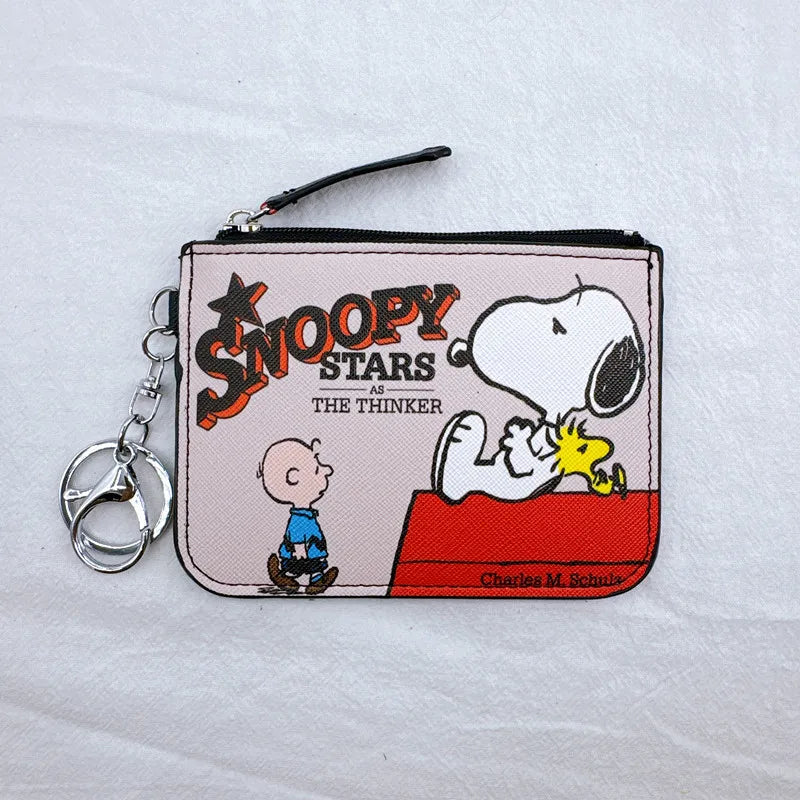 Snoopy Coin Purses Charlie Brown Cute Wallet Women Leisure Woodstock Zipper Card Holder Coin Pouch Lady Cases Giirls