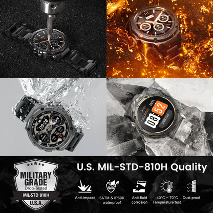 HIDAMEL T3E GPS Smart Watch For Men Compass Altimeter Altitude Stainless Steel Shell 5ATM IP69K Waterproof 470mAh AMOLED Watches