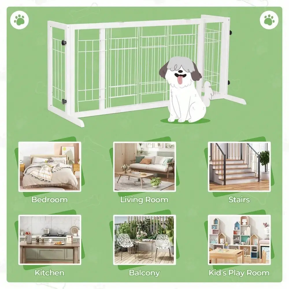 38"-71" Freestanding Pet Gate Foldable Puppy Fence Dog Gate Doorway, Freestanding Foldable Wire Pet Gate, Pet Puppy Safety Fence