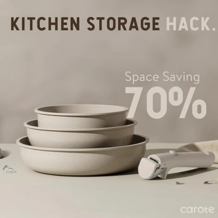 CAROTE 35pcs Pots and Pans Set Non Stick Cookware Set with Removable Handles for Easy Storage Oven Safe up to 450F Compatible w