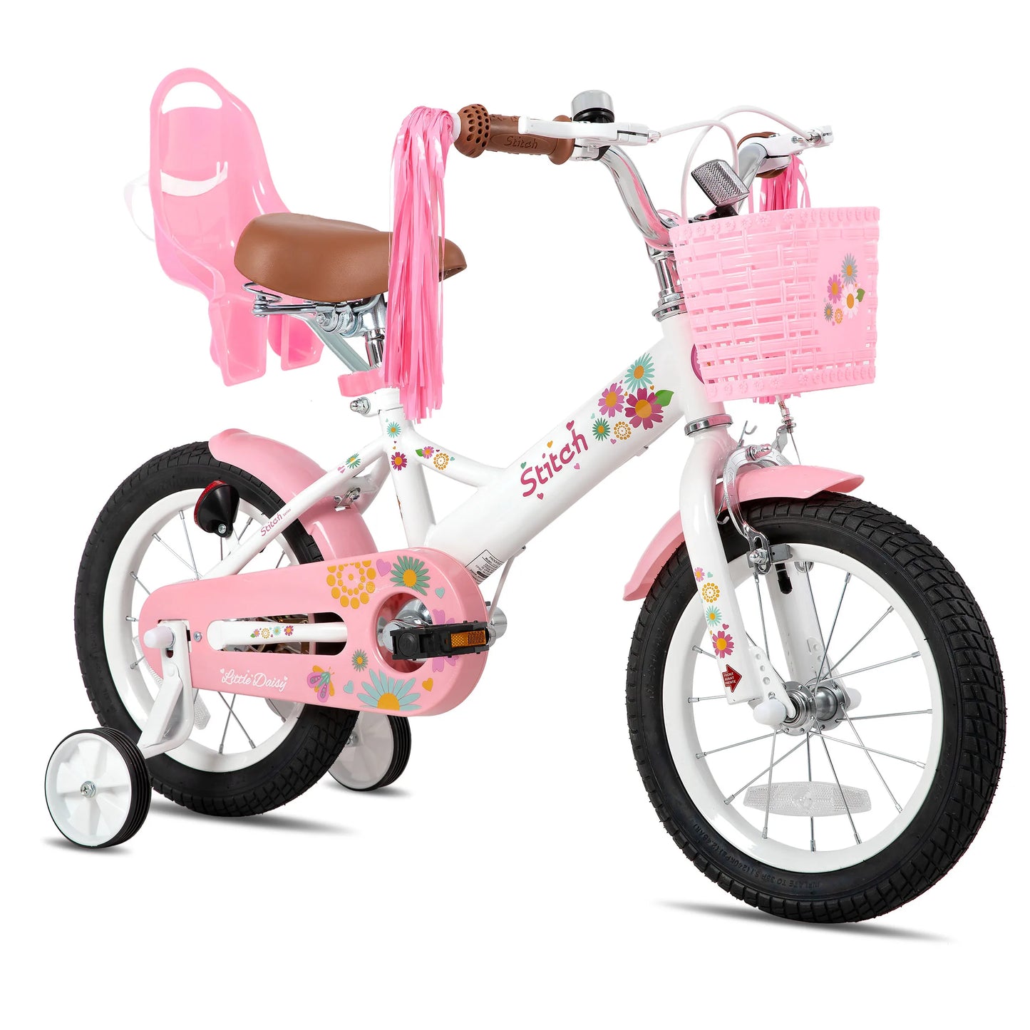 JOYSTAR Kids Bike for Ages 2-7 Years kids, 12 14 16 Inch Girls Bikes with Doll Seat & Streamers, Boys Bike with Flag & Plate
