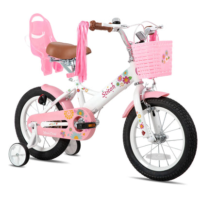JOYSTAR Kids Bike for Ages 2-7 Years kids, 12 14 16 Inch Girls Bikes with Doll Seat & Streamers, Boys Bike with Flag & Plate