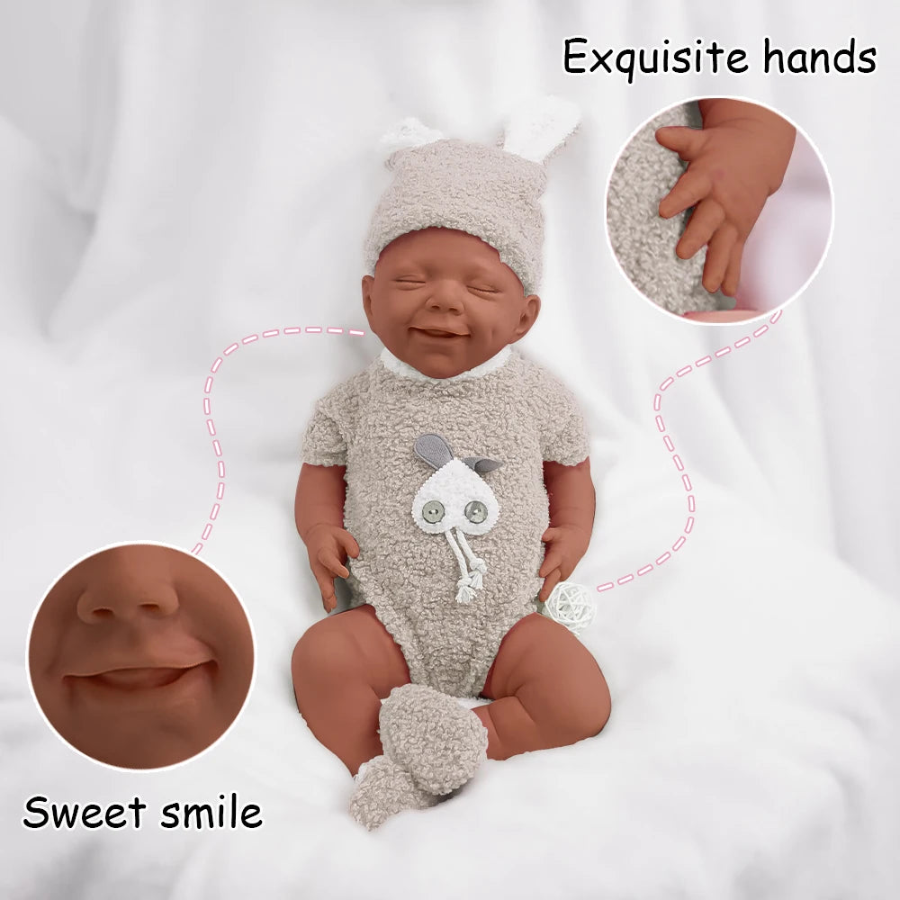17.7 inches/2.7kg all silicone cute baby girl reincarnation doll natural sweet smile+closed eye design is the best gift