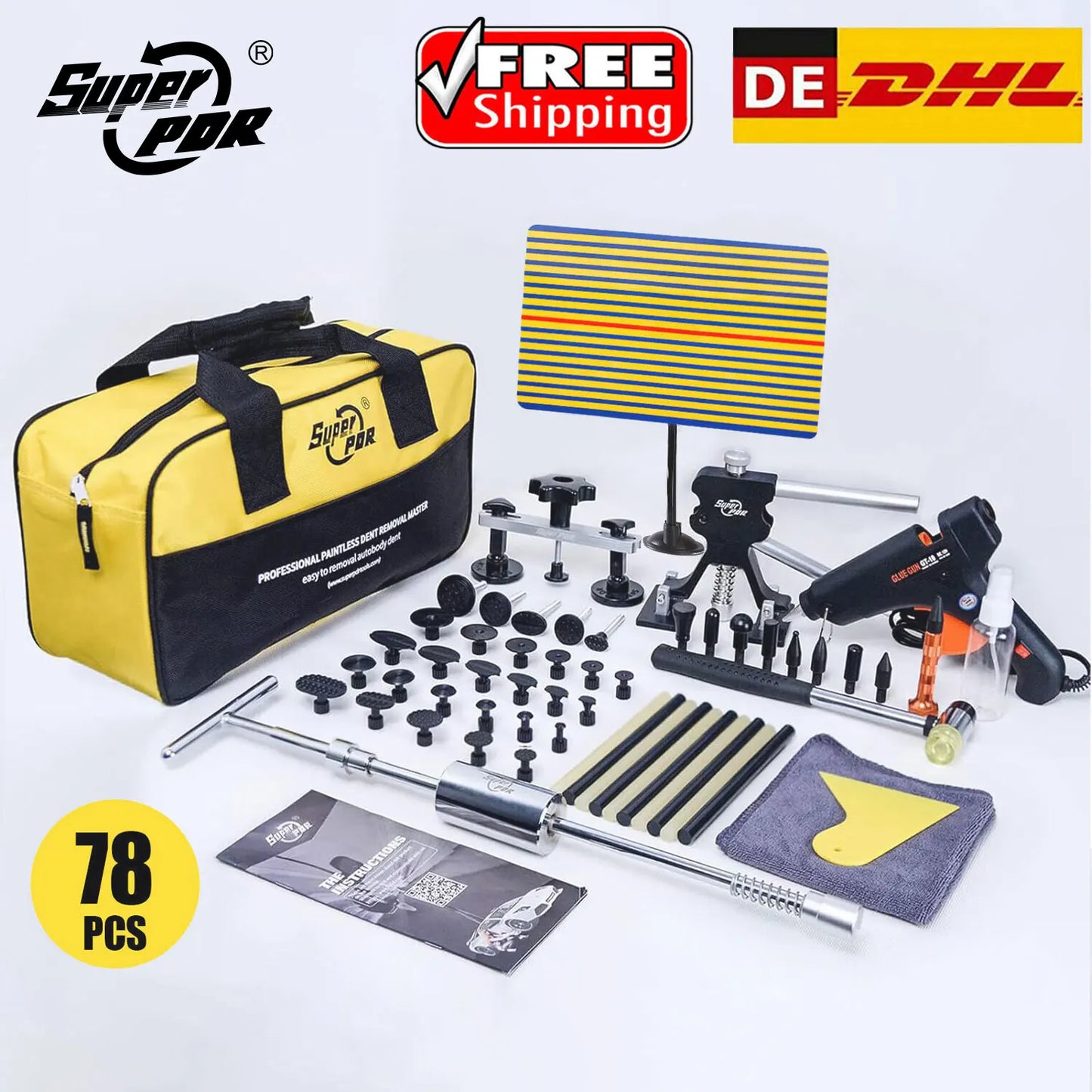 PDR Car Paintless Dent Repair Kit Professional Dent Remover tools  Auto Dent Repair Puller Dint Hail Damage Tool