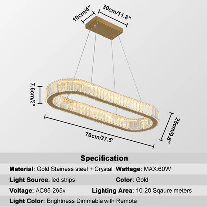 Led Oval Pendant Light Modern Kitchen Island Chandelier Hanging Ceiling Lamp Dining Table Living Room Crystal Decor Lutre Fixtur