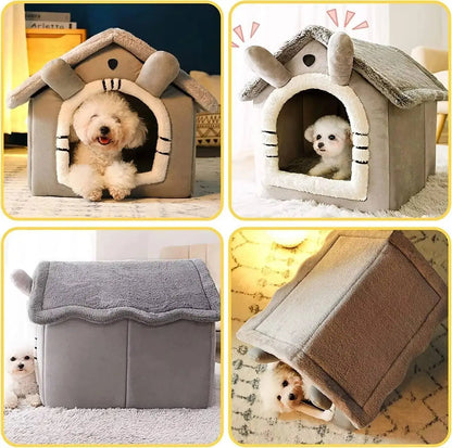 Indoor Warm Dog House Soft Pet Bed Tent House Dog Kennel Cat Bed Removable and Washable Cushion Suitable Four Season Universal