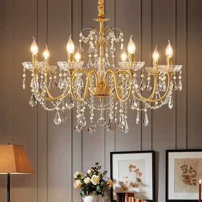 Vintage French Living Room Dining Room Full Copper Crystal Chandelier Light Luxury Romantic Bedroom Children'S Princess Room