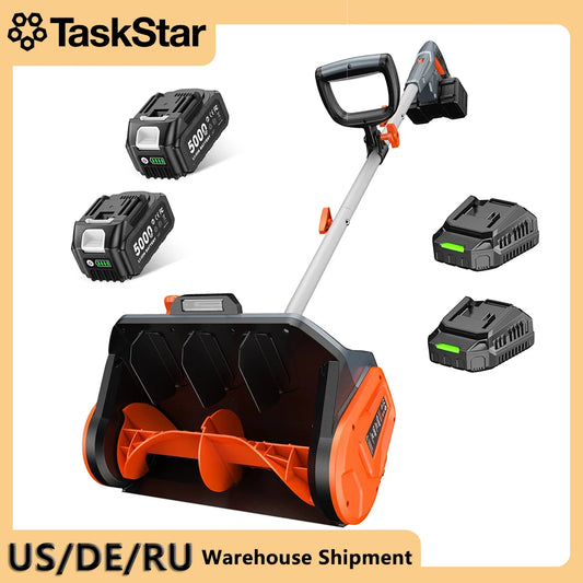 TaskStar Electric Snow Shovel With LED Light&Wheels 23Ft Distance 40V 16x8-inch Brushless Snow Blower 2 5.0Ah Batteries&Charger