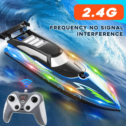 RC Boat with LED Light, 2.4GHz Full Proportional Remote Control Boat for Pool & Lake – 30 Min Run Time,Kids Toys & Birthday Gift