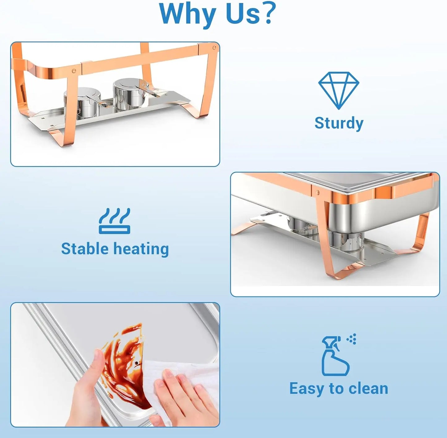 4 6 Packs Chafing Dishes for Buffet Stainless Steel Chafers and Buffet Warmers Sets, Rectangle Catering Food Warmers for Kitchen