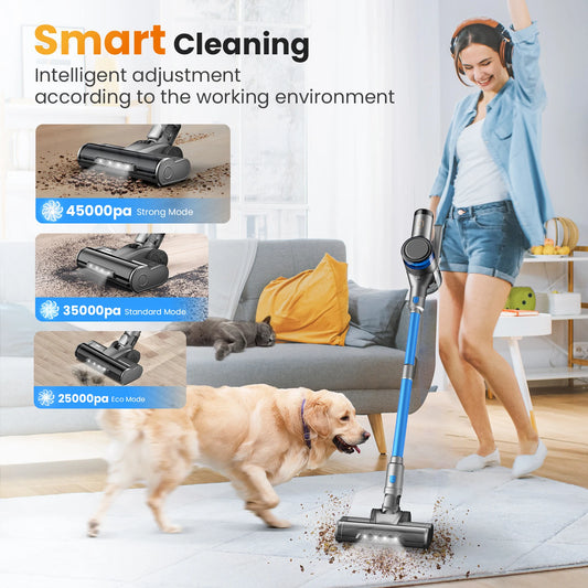 INSE S9X Cordless Vacuum Cleaner 400W 45Kpa Powerful Suction Stick Vacuum 55min Runtime Clean for Pet Hair Hardwood Floor Carpet