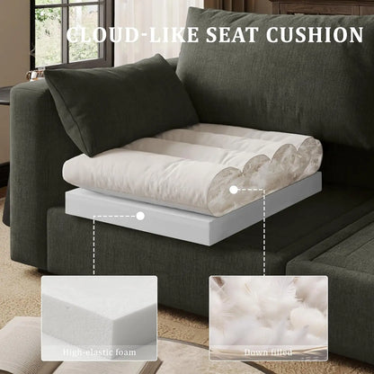 Cloud Modular Sectional Sofa Couch with Storage Ottoman, 99" Oversized Sectional Couches for Living Room, Cloud, Customized