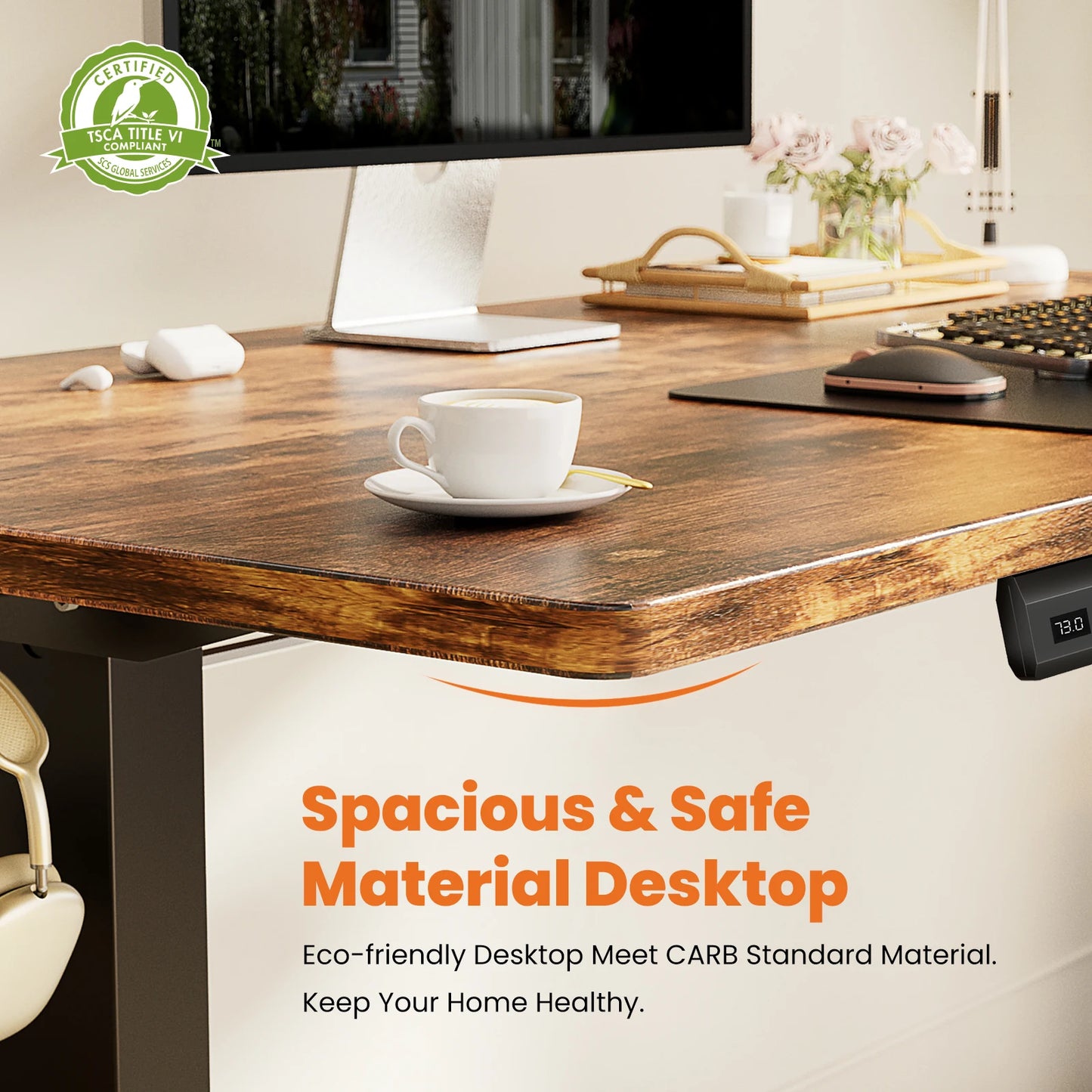 JHK Electric Standing Computer Desk Height Adjustable Workstation Ergonomic Work Table with Metal Frame For Home Office