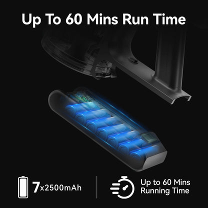 400W/≥28Kpa Cordless Vacuum Cleaner,Stick Vacuum with Touch Screen, Max 60 Mins Runtime,Wireless Vacuum Cleaners for Home, Anti-