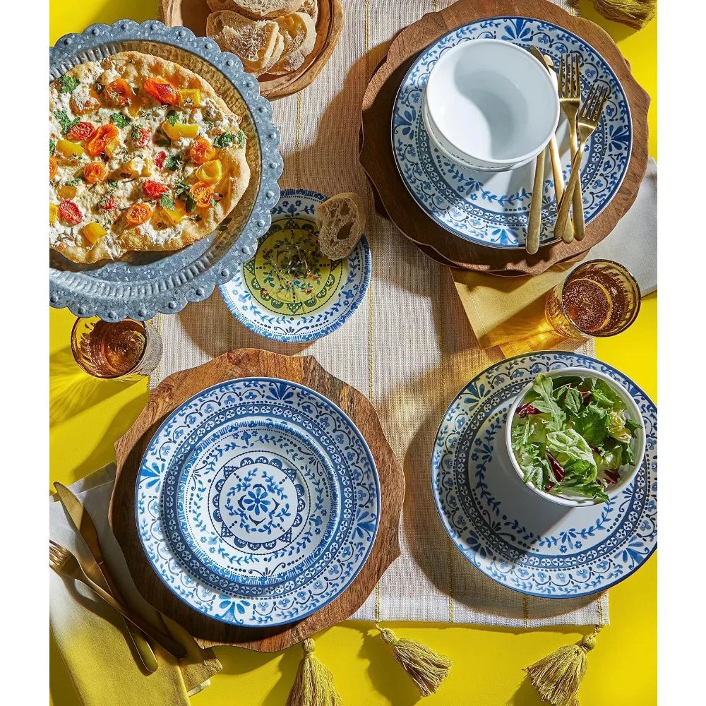 Corelle Vitrelle 6-Piece Dinner Plate Set: Triple Layer Glass, Chip-Resistant, Lightweight, Round Plates in Portofino Pattern