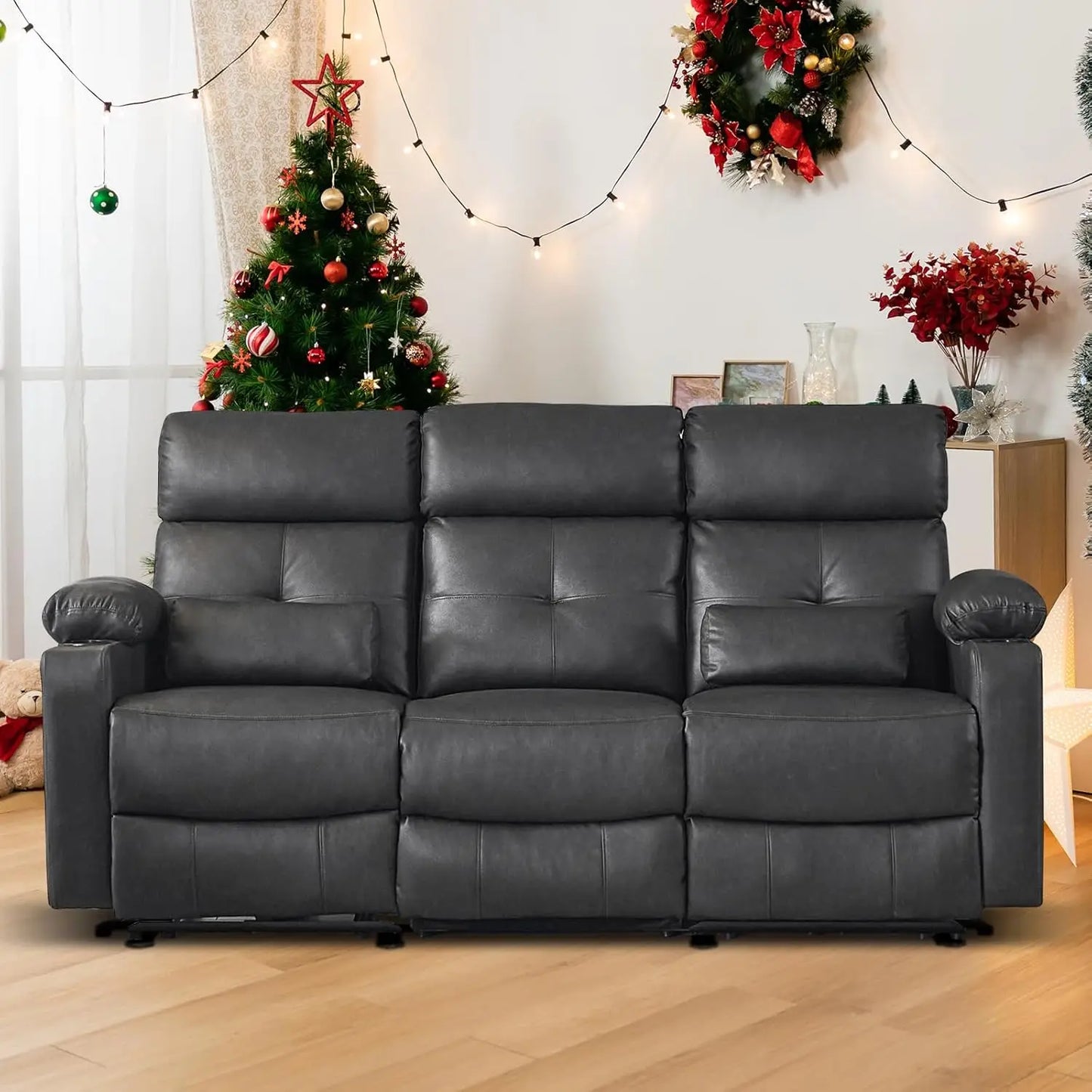Power Reclining Sofa with Heat and Massage, Electric Reclining Couch with Extended Footrest, Wall Hugger Recliner, Customized