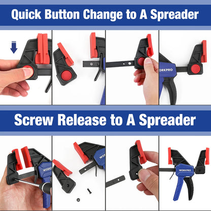 WORKPRO 4 Piece Bar Clamp Set Woodworking Work Bar F Clamp Clip Set 4.5-inch & 6-inch DIY Carpentry Hand Tool Gadget