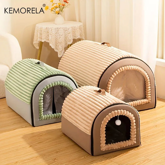 All-Season Enclosed Pet Bed Thickened Portable Dog House & Cat Tent with Washable Bedding Needed Bed for Small Medium Large Dogs
