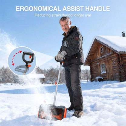 TaskStar 40V 2*5.0Ah Batteries Powered Electric Snow Shovel with Wheels&LED&Directional Plate 16.5x8-inch Brushless Snow Blower