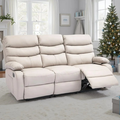 Manual 3 Seat Reclining Sofa Leather 3-Seater Manual Reclining Couch with Overstuffed Arms 3 Seater Couch Recliner, Customized