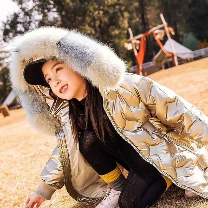 Children Clothing Winter Warm Down Cotton Clothes Jacket Girls Outerwear Coat Thicken Waterproof Snowsuit 4 6 8 9 10 12 14 Years