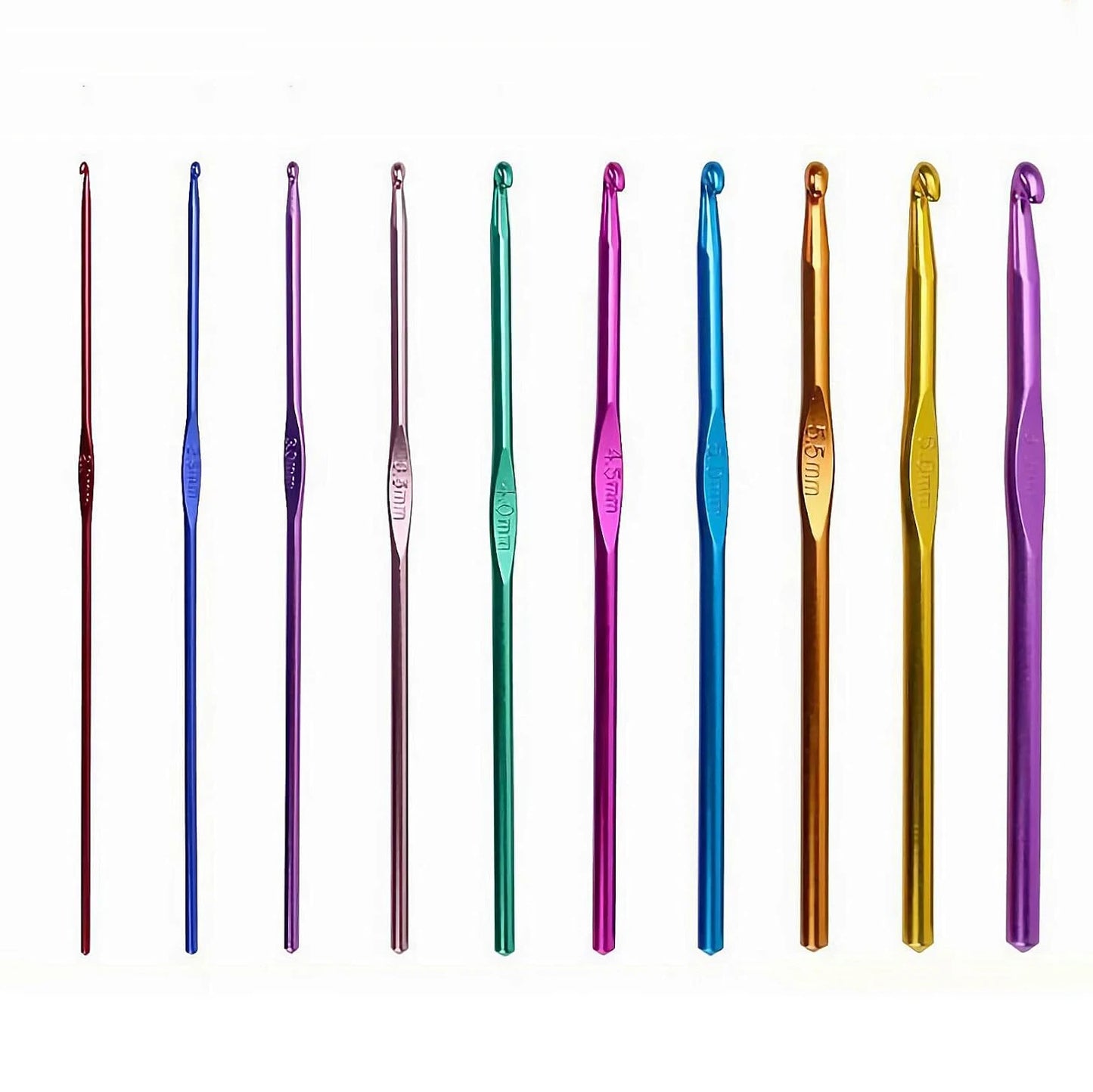 22 Pcs Set Colorful Aluminum Alloy Crochet Hooks Needles Knit Weave Yarn Set for DIY Craft 0.6mm - 6.5mm
