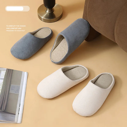 Unisex Japanese Style Mute Indoor Slippers Lightweight Super Soft Home Cotton Shoes Woman Autumn Winter Comfort House Slippers
