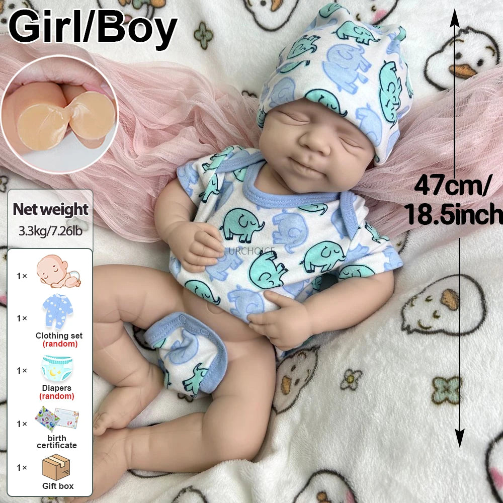 Handmade 19Inch Pascale Platinum Silicone Reborn Baby Boy Unpainted & Painted Washable Doll Gift for Doll Lovers Collector