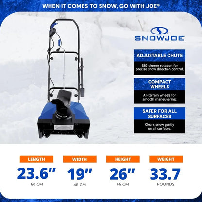 Corded Electric Snow Blower with Headlight 18-Inch Clearing Path 15-Amp Motor - Heavy-Duty Blowing Machine for Ice Removal from