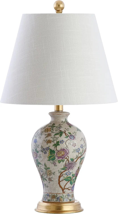 Grace 24" Floral LED Table Lamp for Bedroom, Living Room, Office - Classic Cottage Style with Included Bulb