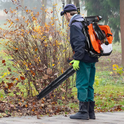 4-Stroke  Backpack Leaf Blower, 80CC 750CFM Engine Gas Leaf Blower,High Strength Gas PoweredSnow Blower Powerful Engine, Orange