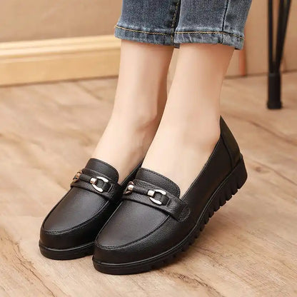Womens Round Toe Ballet Flats Cute Ballerina Flats Comfortable Faux Leather Insole Low Heels Dress Shoes for Ladies Soft