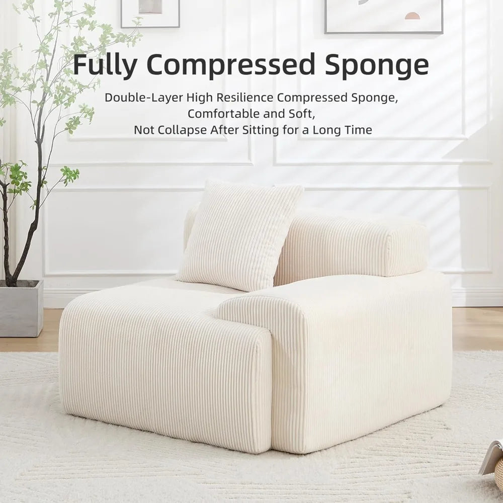 118" Boneless Couches for Living Room, Modular Cloud Sectional Couch with L-Shape Chaise, Modern Upholstered Sofa with Deep Seat