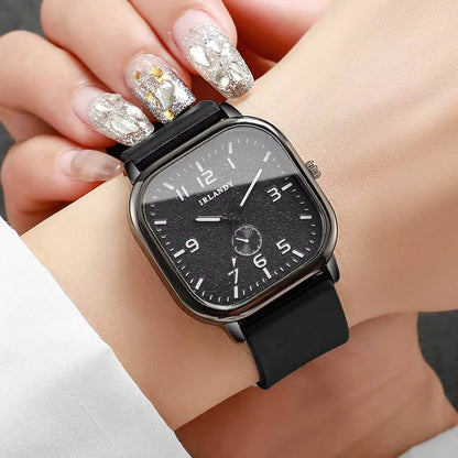 Fashion Square Women Quartz Watch Casual Silicone Strap Sports Wristwatch For Men Women Students（Without Box）