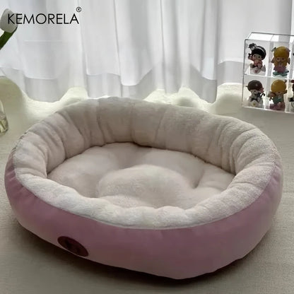 Plush Oval Pet Bed for Dogs and Cats, Thickened achine Washable All-Season Dog Cat Cushion for Small Medium Large Breeds