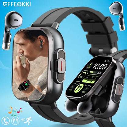 D8 2-In-1 Smartwatch with Headphone 2" Bt Call NFC Sleep Monitor Smart Watch Earbuds Compatible With iPhone Android 2025