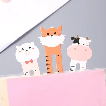 50-Pack Cartoon Animal Bookmarks, Dual-Purpose Bookmarks and Rulers for Office and School Use, Cute Bear and Kitten Bookmarks fo