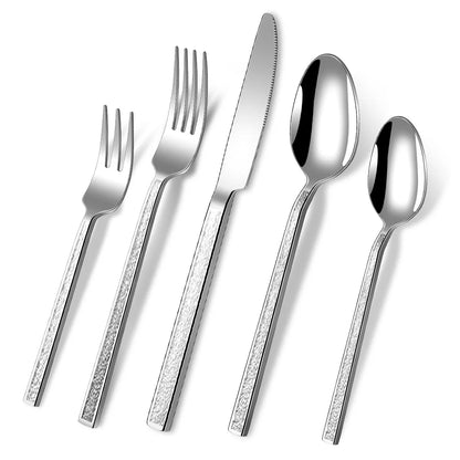 30Pcs Fashion New Cutlery Set 18/10 Stainless Steel Gift Flatware 410 Steel Knife Fork Spoon Dinnerware for 6 Drop Shipping