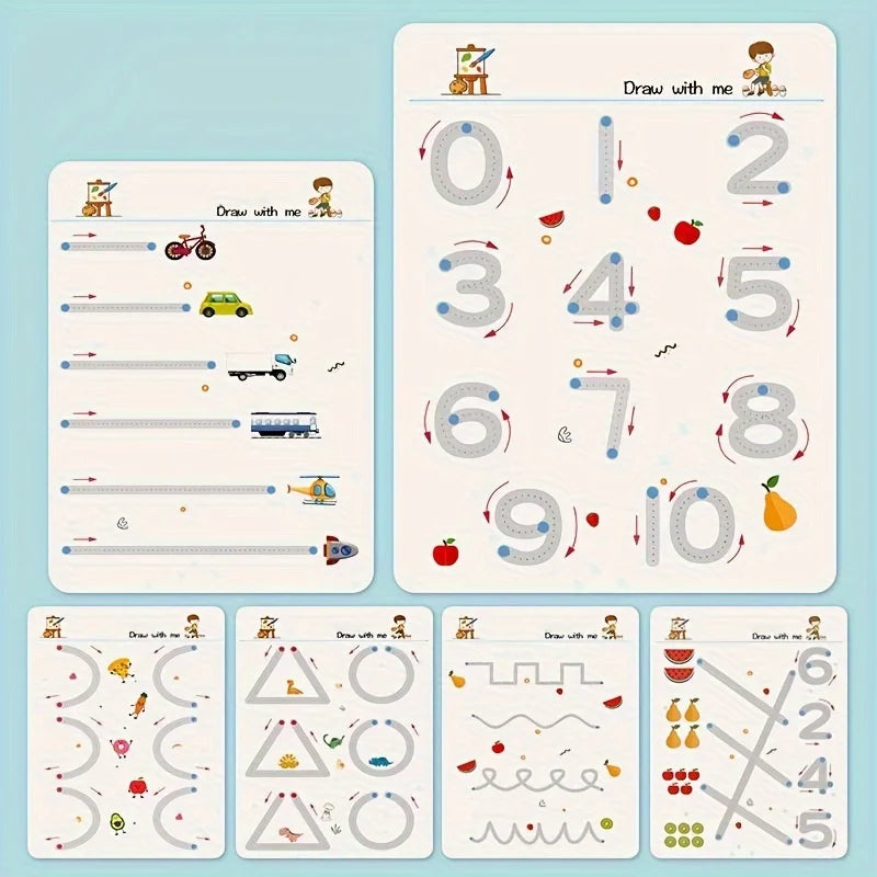 Reusable Pen Control Training Book for Children Magical Tracing Workbook Montessori Educational Calligraphy Practice Copybook