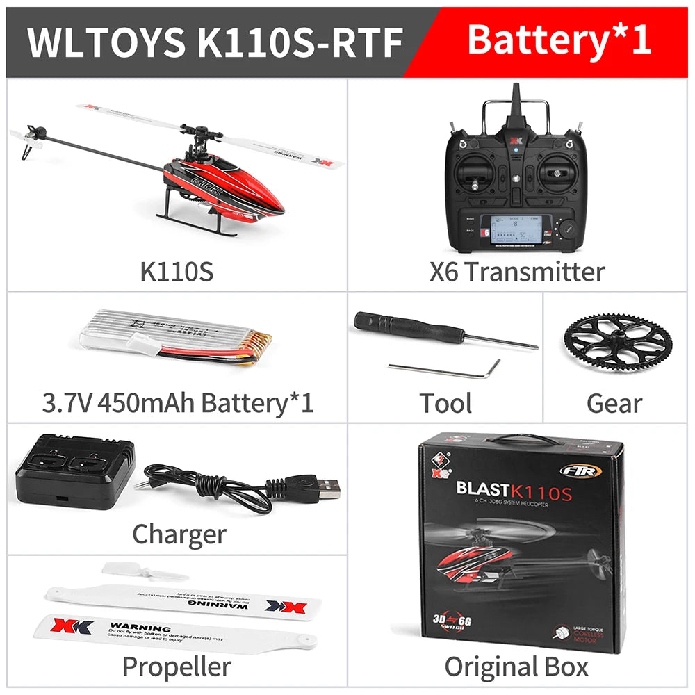 Wltoys XK K110S 6CH 3D 6G System Remote Control Toy Brushless Motor 2.4G RC Helicopter BNF/RTF Compatible With FUTABA S-FHSS