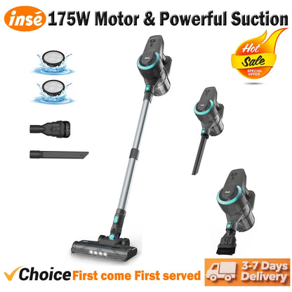 INSE Cordless Vacuum Cleaner 20Kpa Powerful Stick Vacuum 6 in 1 Lightweight Handheld Vacuum Cleaners for Pet Hair HardFloor N370