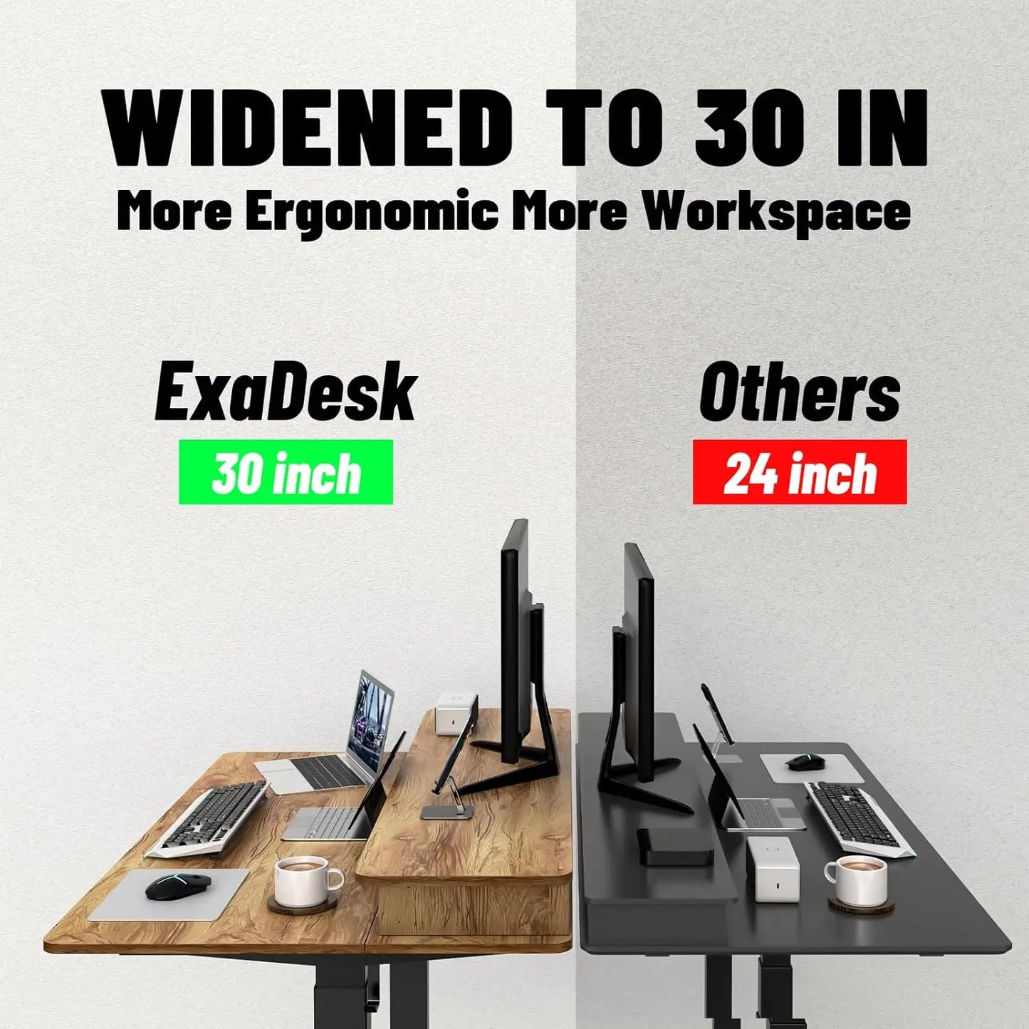 48 * 30 Inches Electric Standing Widened Desk Adjustable Height with 4 Drawers, Double Storage Shelves Stand Up Desk, Home Offic