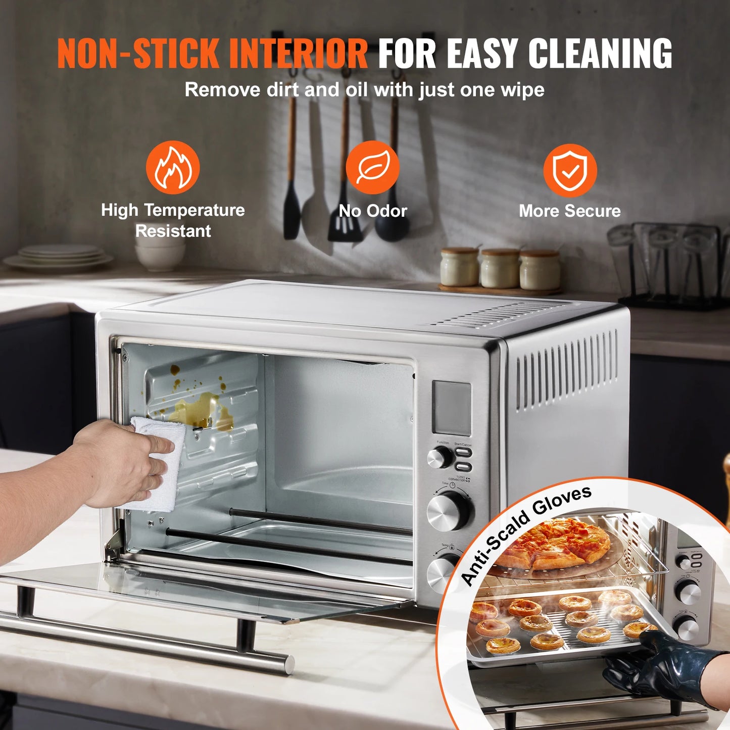 SucceBuy10-IN-1 Convection Oven, 28L/29.6Qt Multifunctional Conventional Oven Countertop, 1800W 4-Tier Toaster