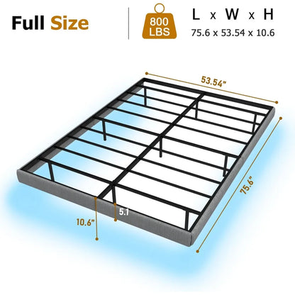 Floating Bed Frame Full with LED Lights, Metal Platform Full size Floating Bed Frame with Under Bed Storage, Heavy Duty Steel